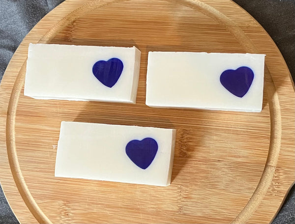 Handmade lavender heart slice