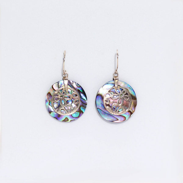 Shell & Silver Earrings - Flowers - Abalone