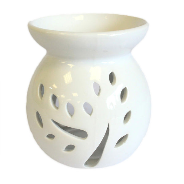 Oil Burner - Ceramic - Trees - White