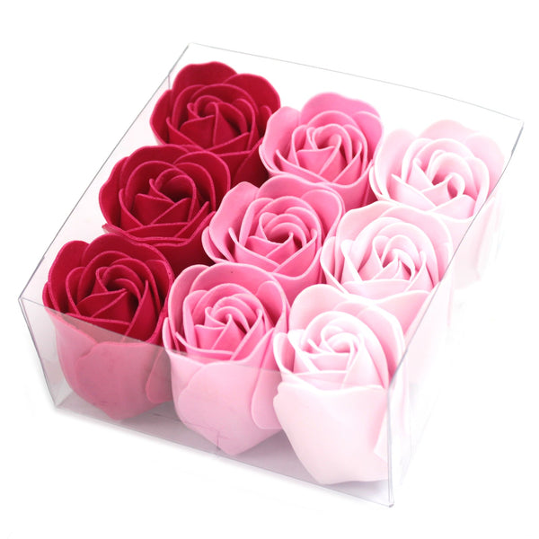 Soap Flowers - Set of 9 Pink Roses