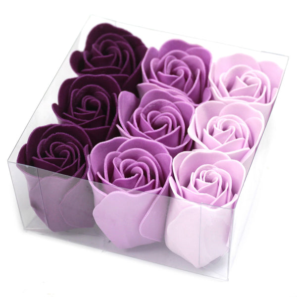 Soap Flowers - Set of 9 Purple Lavender Roses