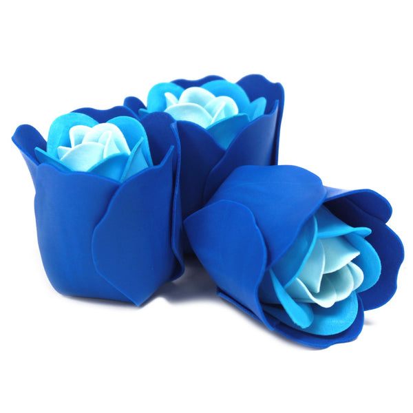Soap Flower Heart Box - Set of 3 Blue Roses