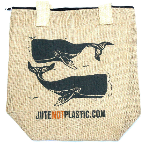 Eco Jute Not Plastic Bag - Two Whales