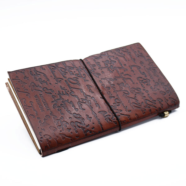 Handmade Leather Journal - Be The Change - Brown