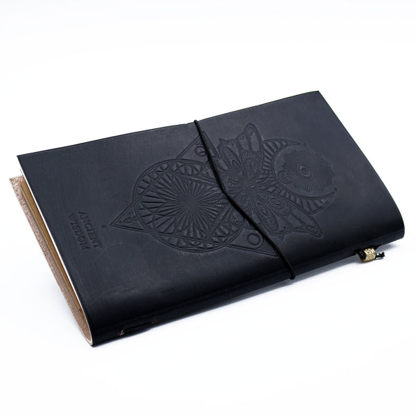Handmade Leather Journal - My Book Of Spells And Other Thoughts - Black
