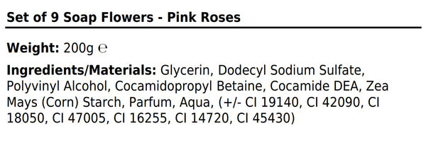 Soap Flowers - Set of 9 Pink Roses