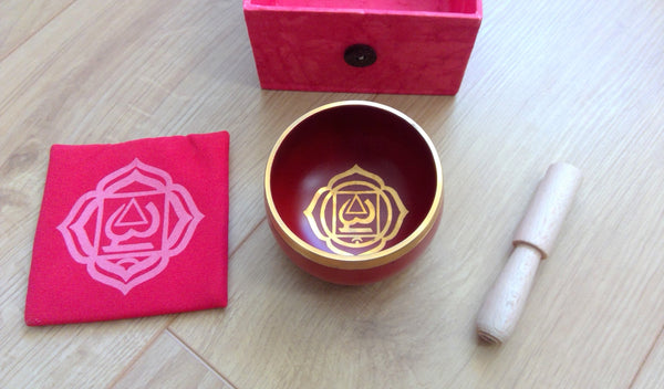 Set of 7 Tibetan Brass Chakra Singing Bowls