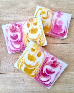 bright coloured pink and yellow handmade soap