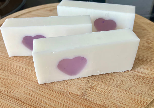 Handmade lavender heart slice