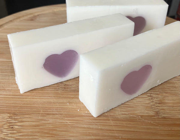 Handmade lavender heart slice