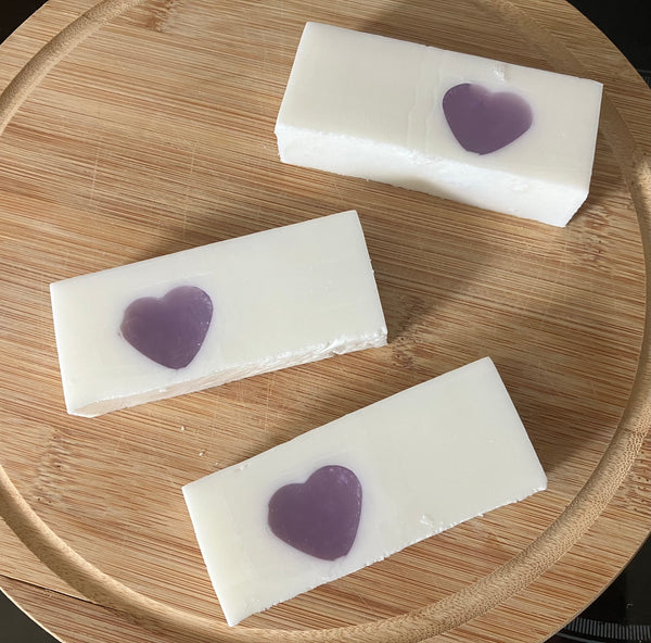 Handmade lavender heart slice