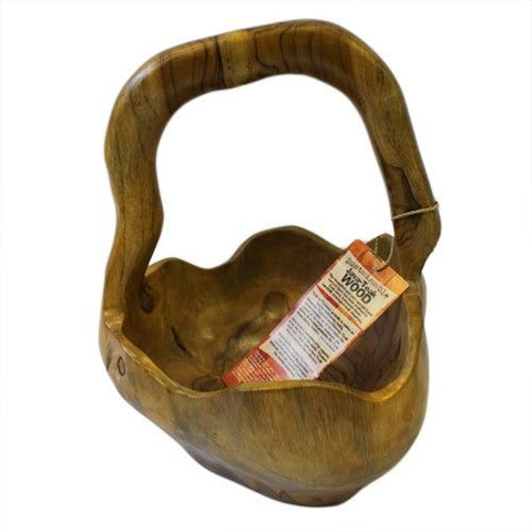 Teak Bowl with handle, approximately 25cm