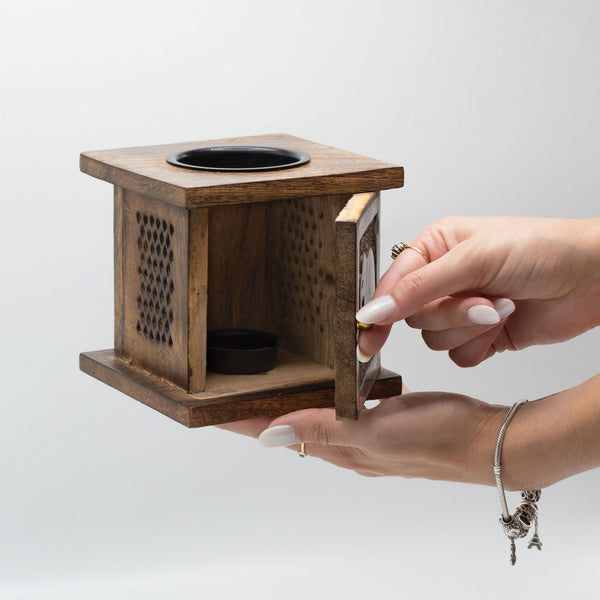Large Mango Wood Box Burner - Tree of life