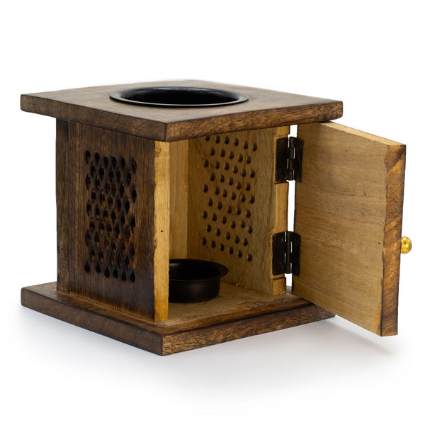 Large Mango Wood Box Burner - Tree of life