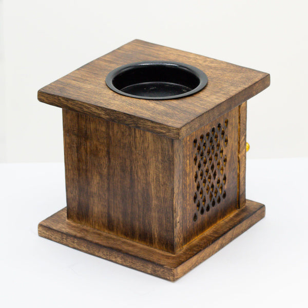 Large Mango Wood Box Burner - Tree of life