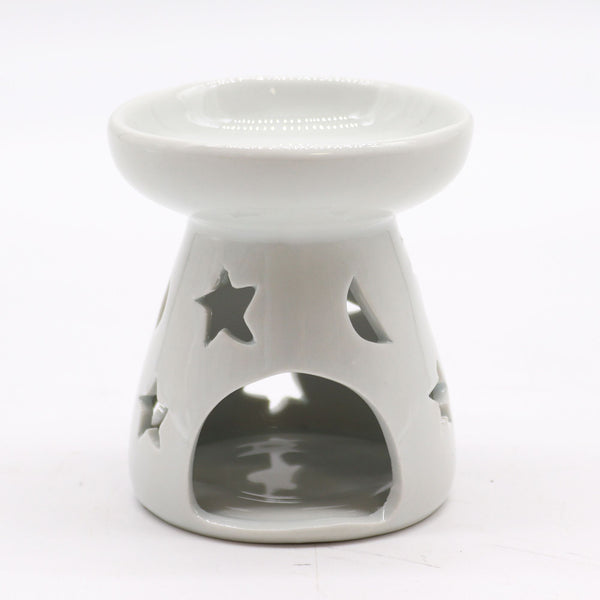 Small Classic White Oil Burner - Moon & Star