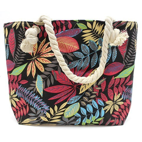 Rope Handle Bag - Rainbow Leaves