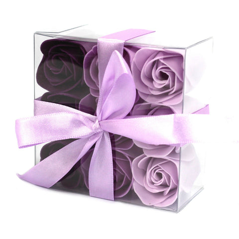 Soap Flowers - Set of 9 Purple Lavender Roses
