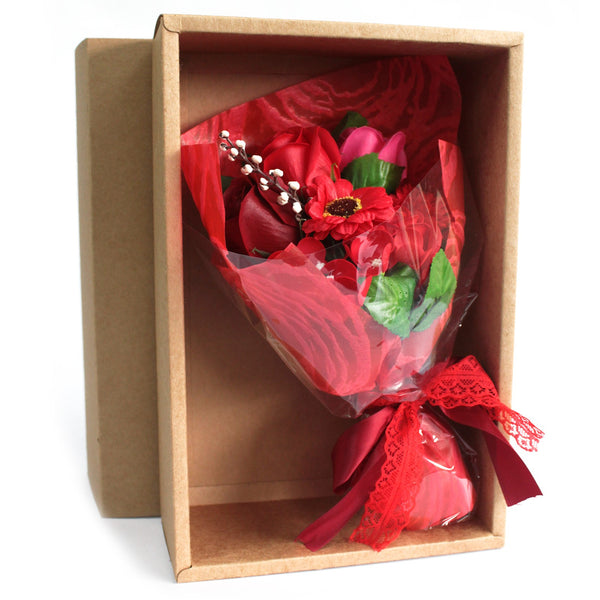 Soap Flowers - Boxed Bouquet - Red