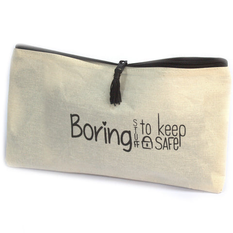 Zipped Pouch - To Keep Boring Stuff Safe - 28x16cm