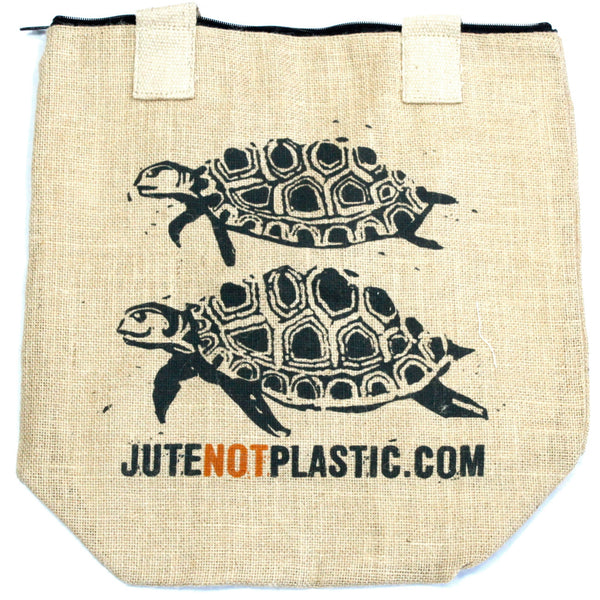 Eco Jute Not Plastic Bag - Two Turtles