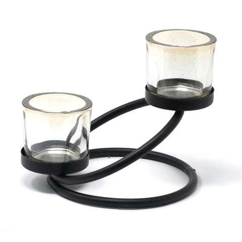 Iron Votive Candle Holder - Two Cup Double Step