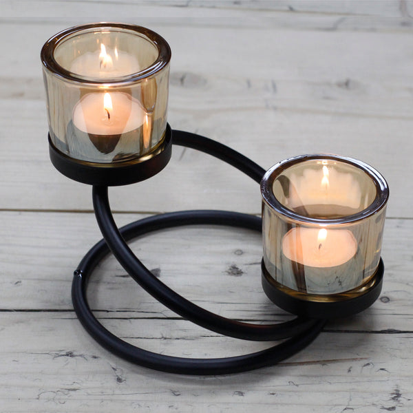 Iron Votive Candle Holder - Two Cup Double Step