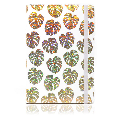 A5 Notebook - Golden Tropical Leaves