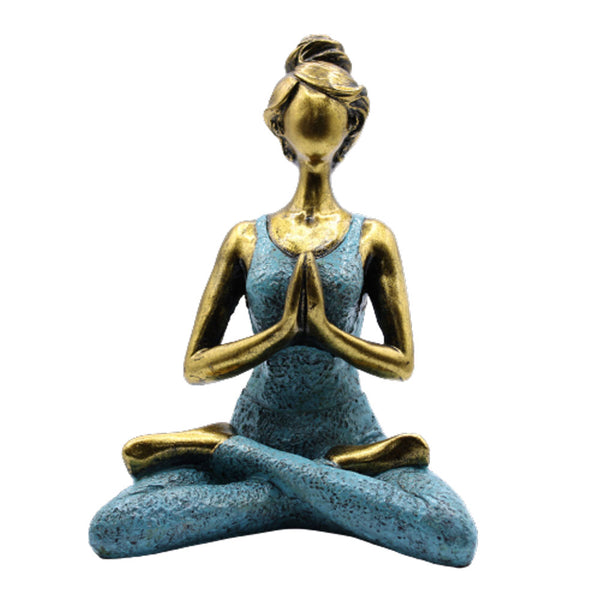 Yoga Lady Figure - Bronze and Turquoise (24cm high)