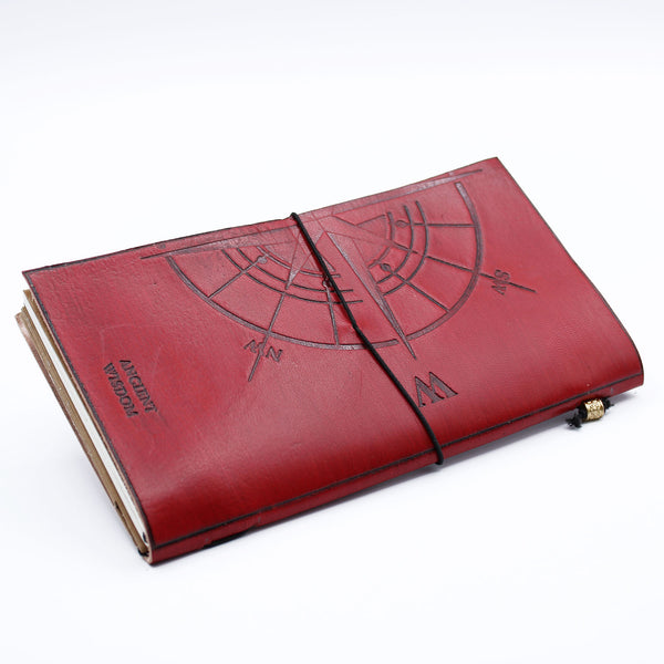 Handmade Leather Journal - The Adventure Begins - Red