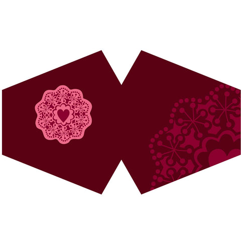 Reusable Face Mask - Red Mandala Heart (adult)