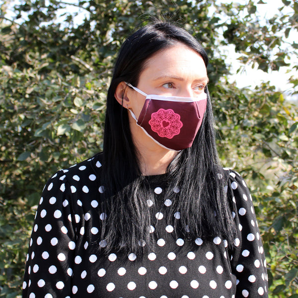 Reusable Face Mask - Red Mandala Heart (adult)