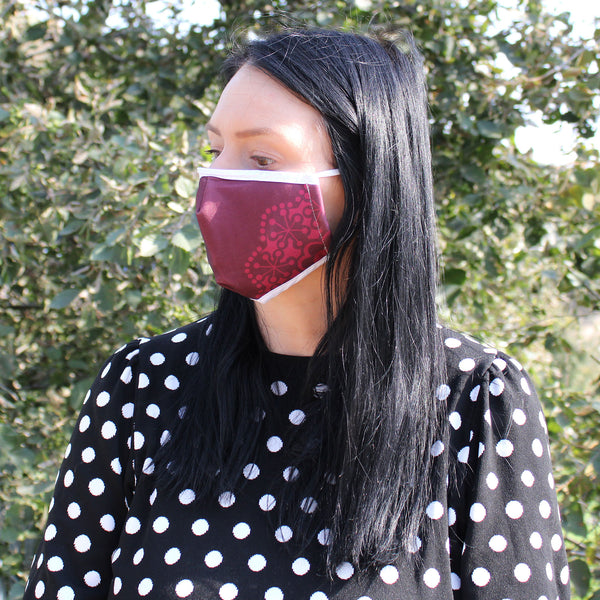Reusable Face Mask - Red Mandala Heart (adult)