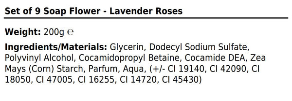 Soap Flowers - Set of 9 Purple Lavender Roses