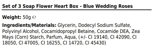 Soap Flower Heart Box - Set of 3 Blue Roses
